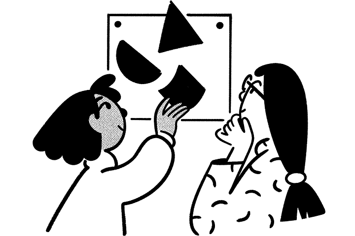 Zwei abgebildete Personen, die zusammenarbeiten