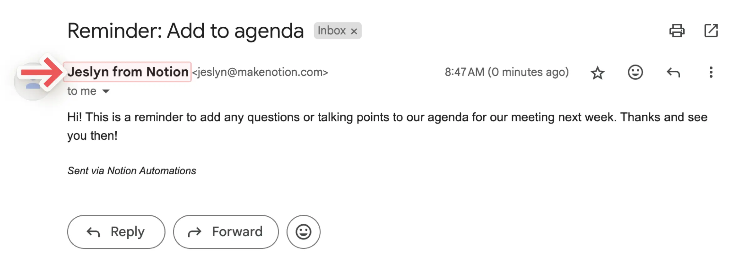 ca: exibir nome para automação do gmail