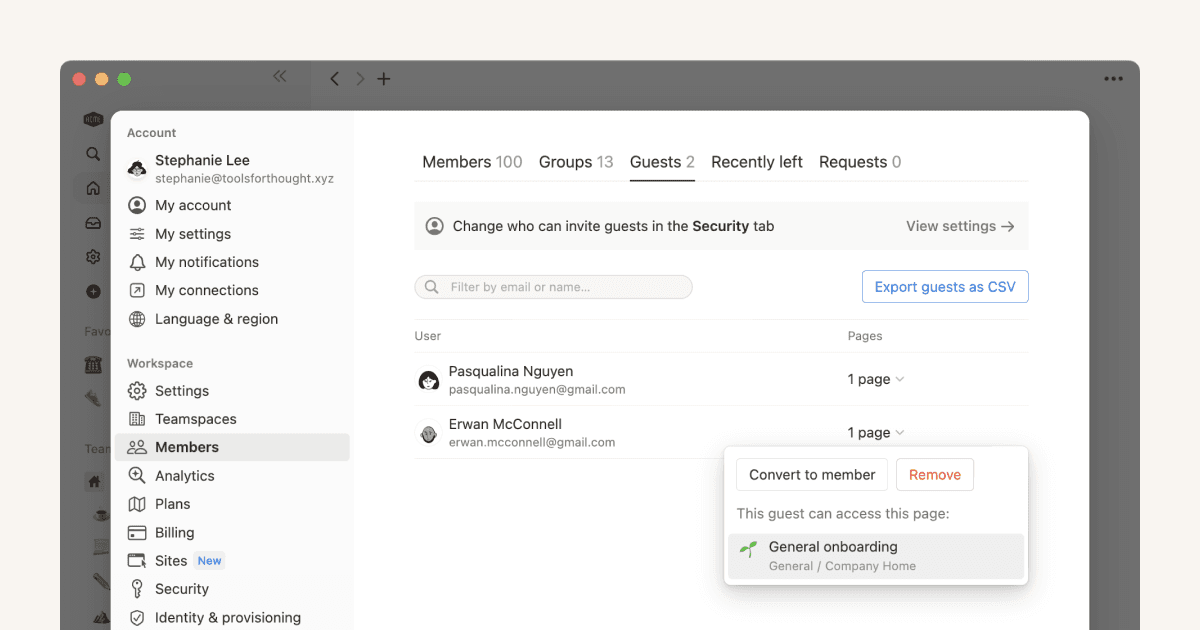 Quem deve ser membro do espaço de trabalho e quem deve ser convidado?