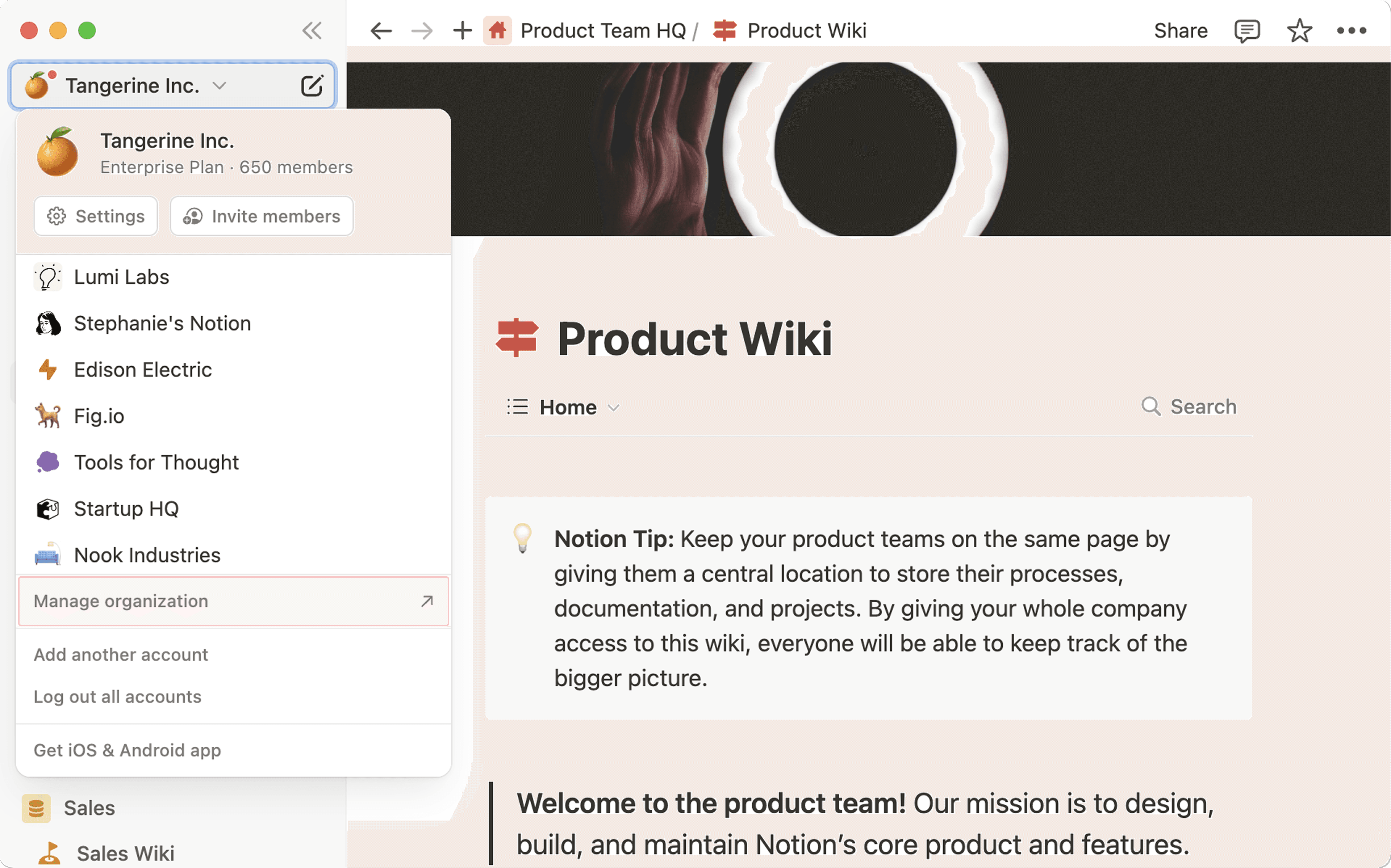 hc: gerenciar organização