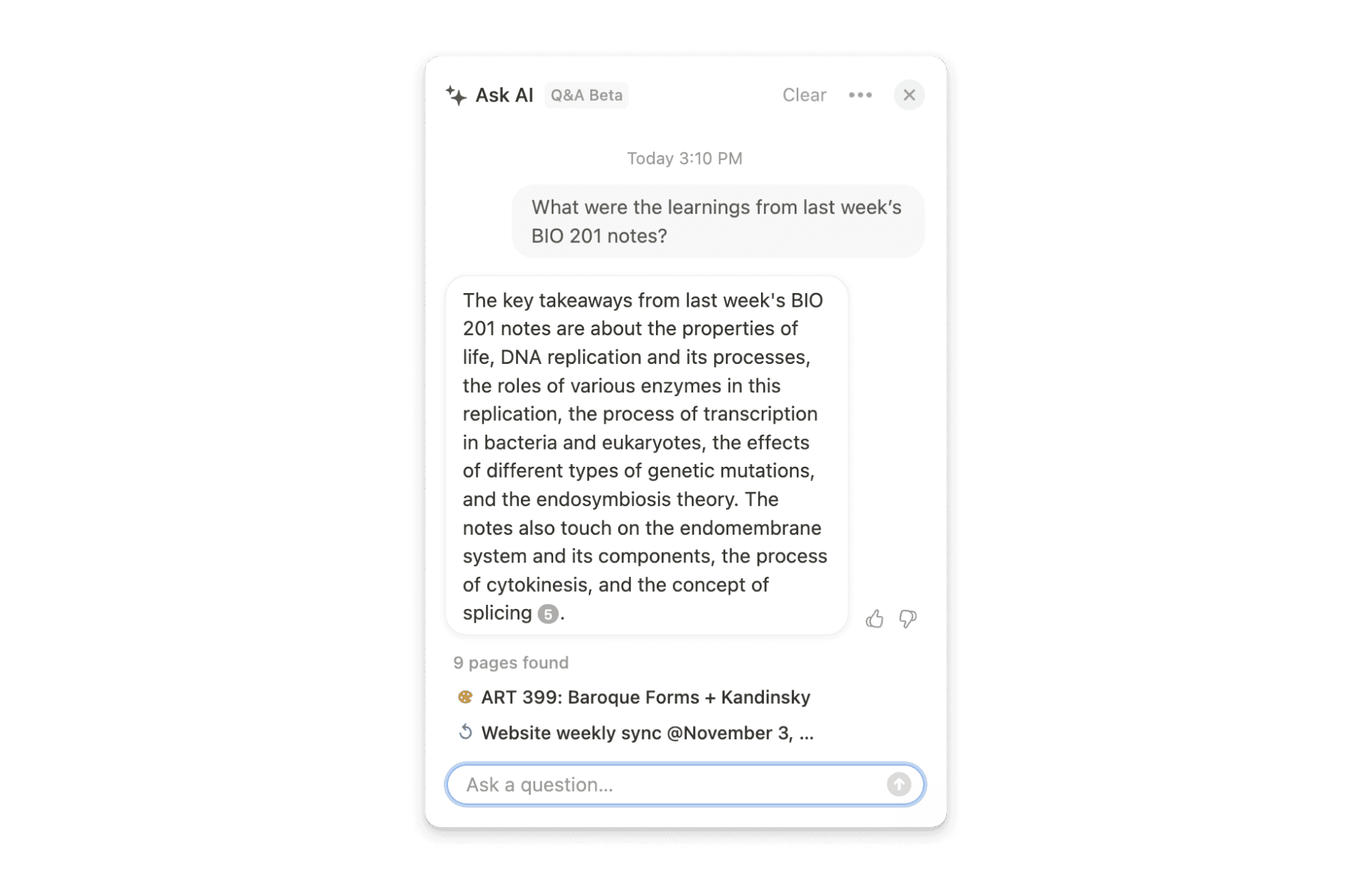 Notion Responde anotações biologia
