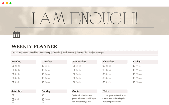 WEEKLY PLANNER