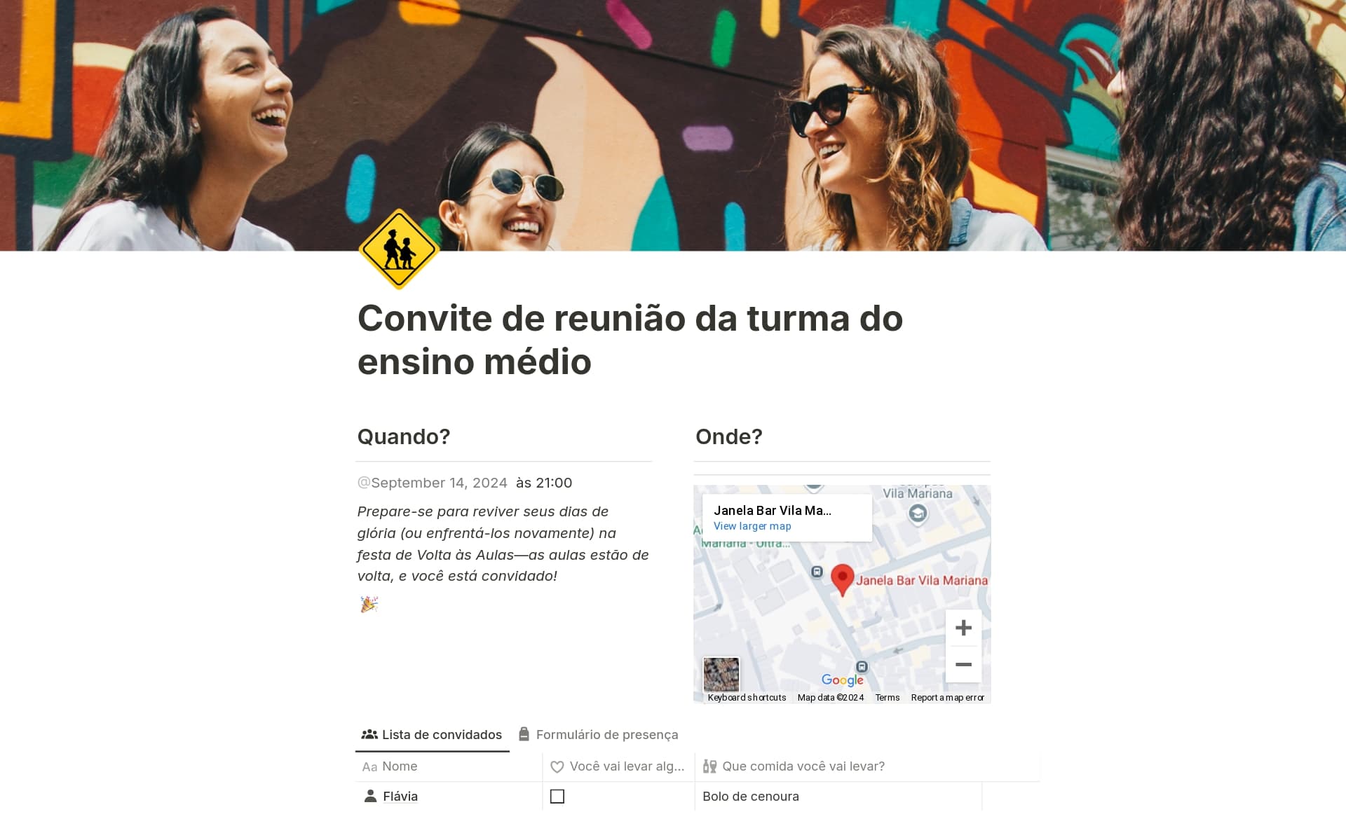 Uma prévia do modelo para Convite com confirmação de presença