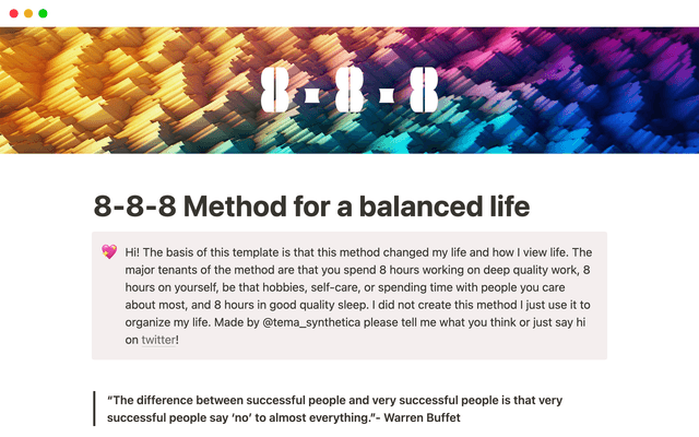 8-8-8 Method for a balanced life